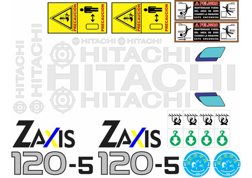 Calcomanías Excavadora Hitachi Zaxis 120 Stickers Adhesivos