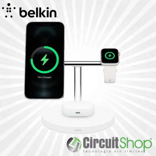 Cargador Magsafe 3 En 1 iPhone AirPods Apple Watch Belkin Wh