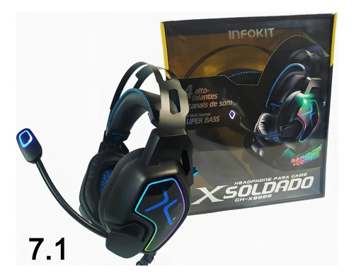 Headset Gamer Infokit X Soldado Gh-x8000 Preto