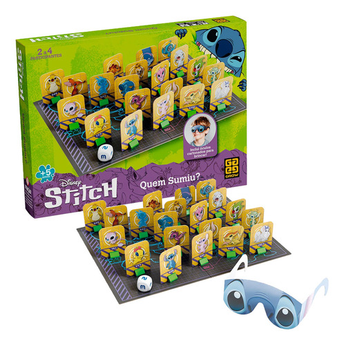 Jogo Tabuleiro Quem Sumiu Stitch Criança Brinquedo Infantil