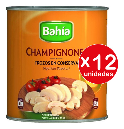 Champigñones En Trozos Bahia X 850g X12un