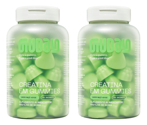 Kit 2un Guday Creatina Em Gummies Sabor Maçã Verde 60 Gomas