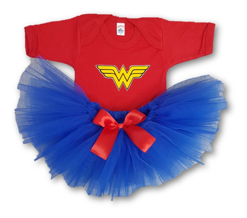 Conjunto Wonder Pañalero Y Tutu Super Heroe Bebe Smash Cake