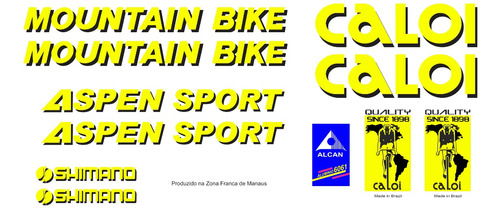 Antigo Grafismo Bicicleta Caloi Aspen Sport Amarelo/preto