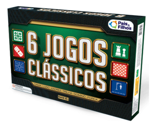 Jogo De Tabuleiro 6 Clássicos Dama Ludo Xadrez Dominó Forca
