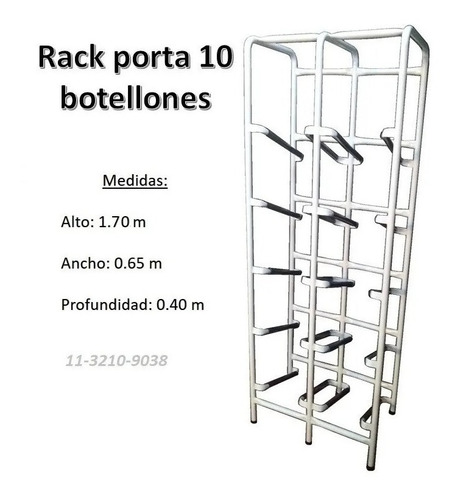 Rack Porta 10 Botellones/bidones De Agua De 12 Y 20 Lts