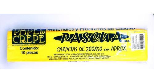 Paquete De Papel Crepe C/10 Pascua 200cm X 50cm