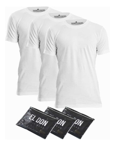 Pack X 3 Remeras Básicas Algodón Blanco Negro Gris El Don