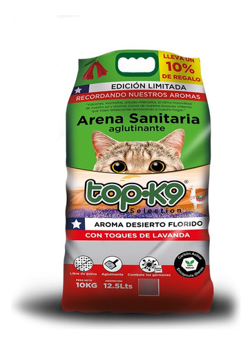 Arena Aglutinante Topk9 10kg Desierto Florido + 1 Kg Gratis