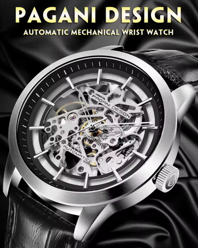 Reloj Mecánico Automático Pagani Design Pd-1638 Gold Black Negro Dorado Oscuro Dorado