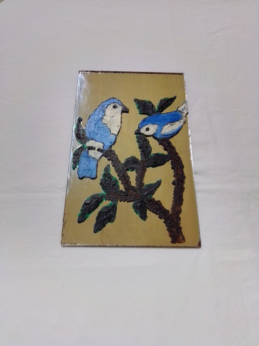 Cuadro Pajaros Azulejos En Espejo