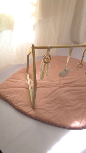 Gimnasio De Madera Montessori Para Bebes Completo Rosa Viejo