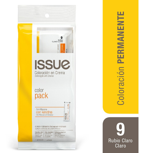 Issue Color Pack Con Máscara Con Keratina Tono 9 Rubio claro claro