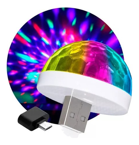 Mini Foco Led Rgb Audioritmico Bolichero Autos Usb Adaptador