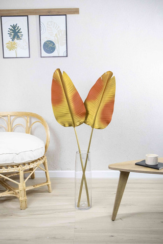 Hoja Strelitzia Dorada Artificial 125cm Calidad Premium