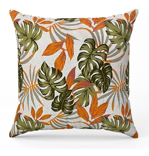 Kit 3 Capas De Almofada 40x40 Decorativa Folhagem Verde Bege