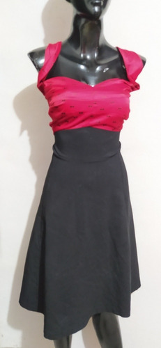 Vestido Circular Talla 40 Strech Negro Con Rojo Chicas Curby