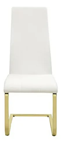 Silla Lateral Alta Blanca Y Latón Rústico (set De 4)