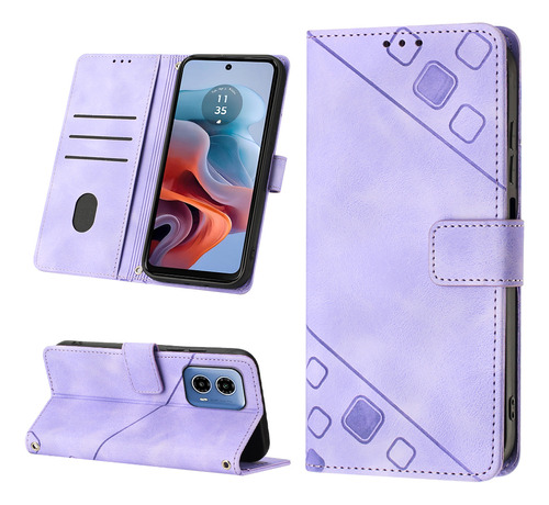 Funda Cartera Flip Relieve Para Moto G34