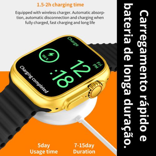 Relógios Smartwatch Feminino Gold Luxo + Pulseiras Brinde Nf
