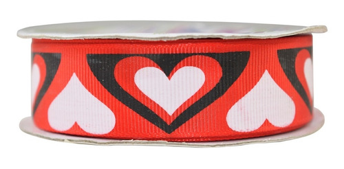 Imagen 2 de 3 de Listón Estampado De Corazones, 2 Piezas,san Valentín,bdc5