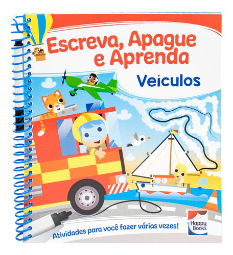 Escreva, Apague E Aprenda: Veículos, De Curious Universe Uk. Editora Happy Books, Capa Mole Em Português