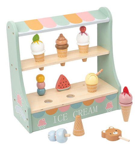 Juego De Juguetes De Helado De Madera, Regalos Montessori