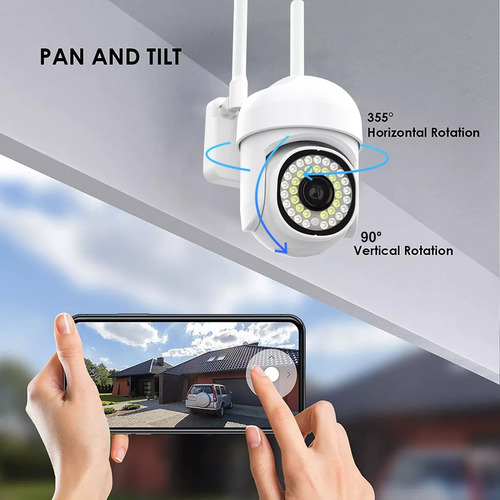 Moreka® 4pcs 2mp Cámara De Seguridad Exteriores Wifi Hd 1080p Videovigilancia Por Teléfono Móvil, Visión Nocturna, Funciones A Prueba De Agua Y Led Alarma, Wifi Doble Frecuencia, Con 26 Led