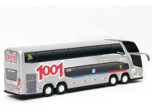 Brinquedo Miniatura Ônibus Viação 1001 Prata 30cm