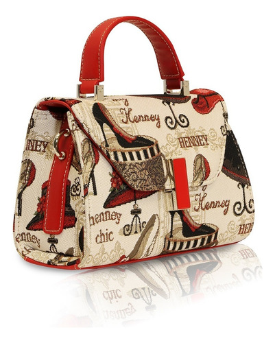 Bolsa Para Dama Henney Bear Tiernos Estampados De Ositos Color Shoe Red Diseño De La Tela H225