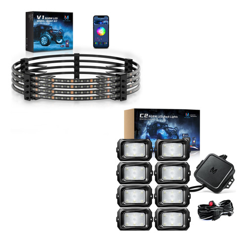 Mictuning Kit Luz Led Rgbw Curvada 8 Capsula C2 Anillo Rueda