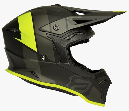 Capacete Motocross Cross Asw Fusion 2 Seecker Preto Amarelo Tamanho do capacete 62