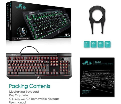 Teclado Mecanico Para Juegos, Rii K61c Teclado Mecanico P...