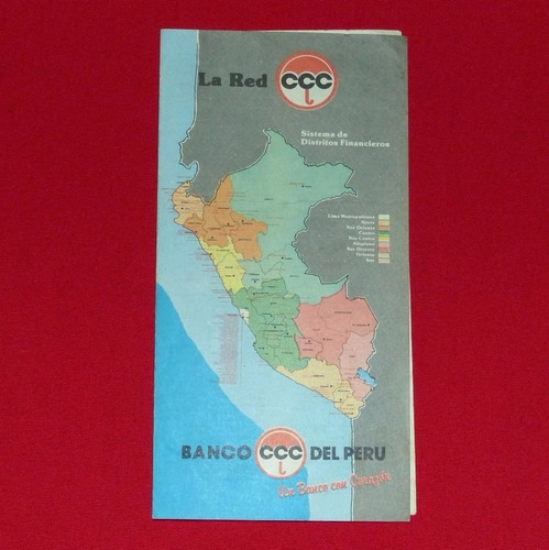 Antiguo Díptico Folleto Banco Ccc Del Perú Red Ccc Años 90s