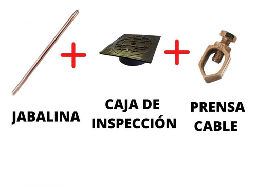 Imagen 2 de 4 de Jabalina 3/8 X 1mt + Tomacable + Caja Kit Puesta A Tierra