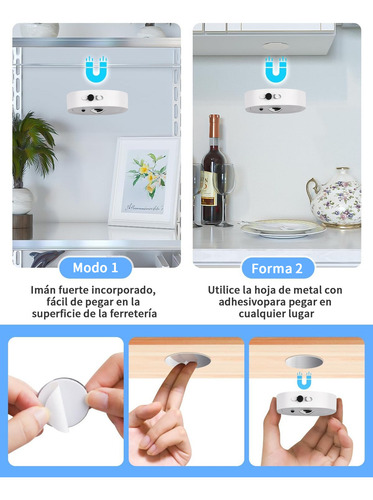 Bylifity® Lampara Led Recargable Para Pared, 13 Colores Rgb Luces De Disco Con Control Remoto, Inalámbricas Luz De Clóset Blanco Con Estación De Carga (4 Piezas)
