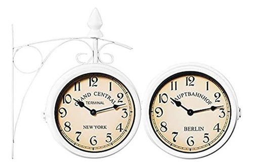 Reloj De Estación Retro De Doble Cara Con Suspensión Redonda