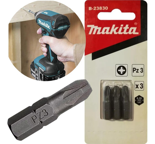 Set De 3 Puntas Atornilladoras Makita Pz3 X 25 Mm B-23830