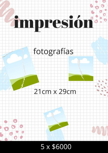 Impresión De 5 Fotografías 21cm X 29cm