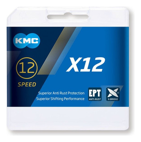 Cadena Kmc X12 126 Links Plateada Ept Bicicleta Mtb Ruta