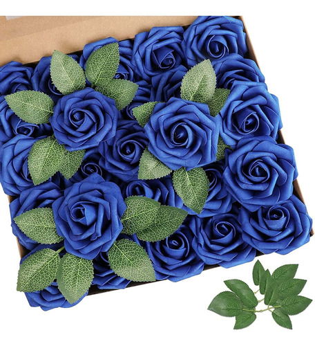 Rosas Artificiales Azul De Espuma Y Plastico 25 Piezas