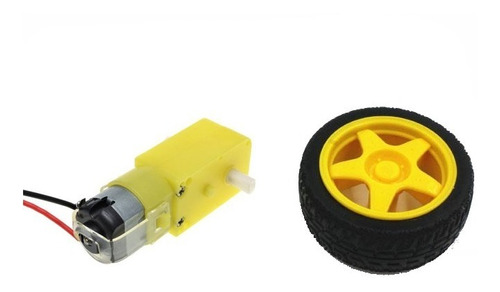 Kit Motor Dc Con Cables 3v A 6v Caja Reductora + Rueda Goma