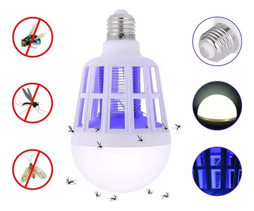 Lampara Mata Mosquitos Bombilla Led 15w E27 2 Modos