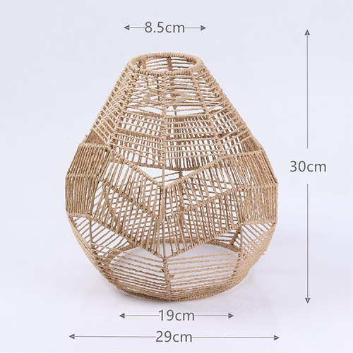 Abajur Pendente De Vime Tecido À Mão 29x30x8,5cm Médio