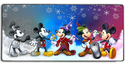 Alfombrilla Mouse Para Juego Borde Cosido Mickey Navidad X