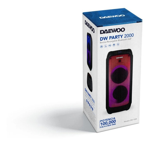Imagen 5 de 5 de Bocina Bluetooth Daewoo 2x8 Pulgadas Bafle Luz Led 30w Rms
