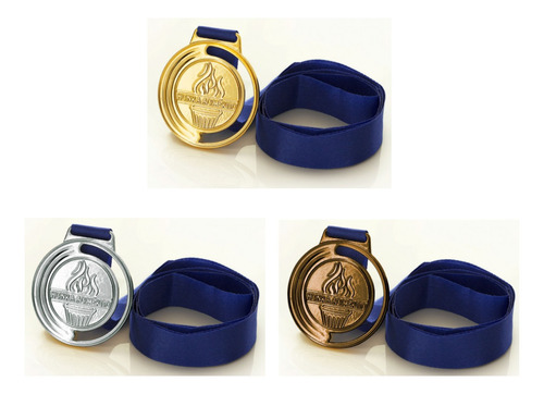 24 Medalhas Vitoria 40mm Ouro/prata/bronze - Com Fita Cetim
