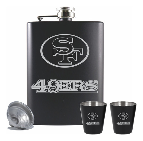 Licorera Metalica 8z Vasoembudo Negro Nfl San Francisco49ers