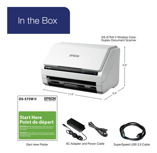 Escáner De Documentos Epson Ds-575w Ii Inalámbrico A Color D