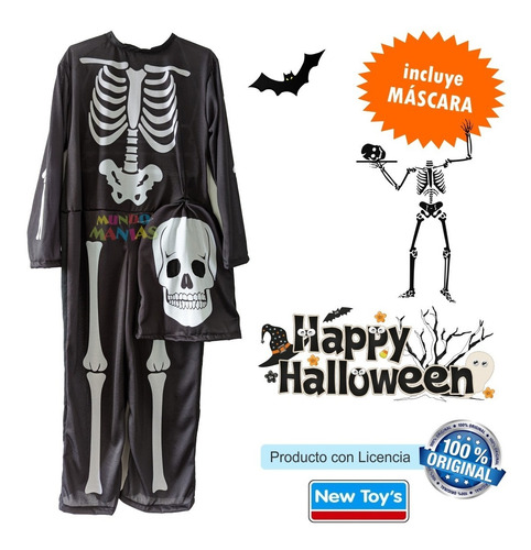 Imagen 2 de 7 de Disfraz Halloween Esqueleto Con Mascara Mundo Manias